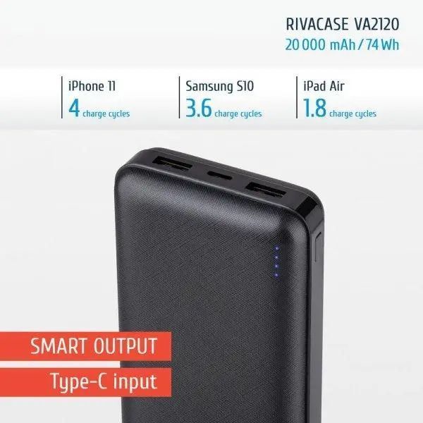 Портативний зарядний пристрій RIVACASE RIVAPOWER VA2120 (20000 мА) ART-3752 фото